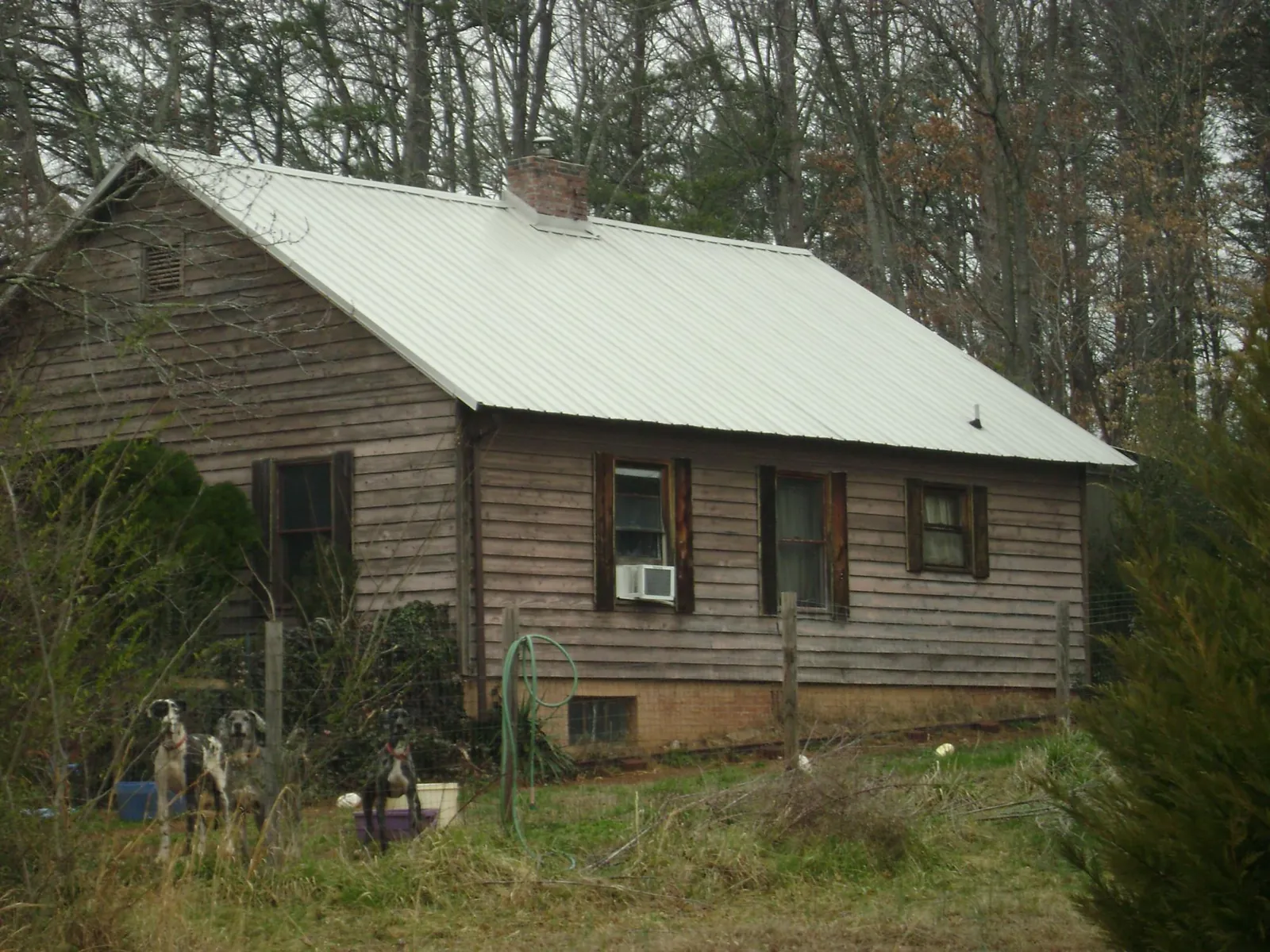 White metal roof on an old wood sided farmhouse, from a Asphalt Shingle Roof Repair job in Uniondale